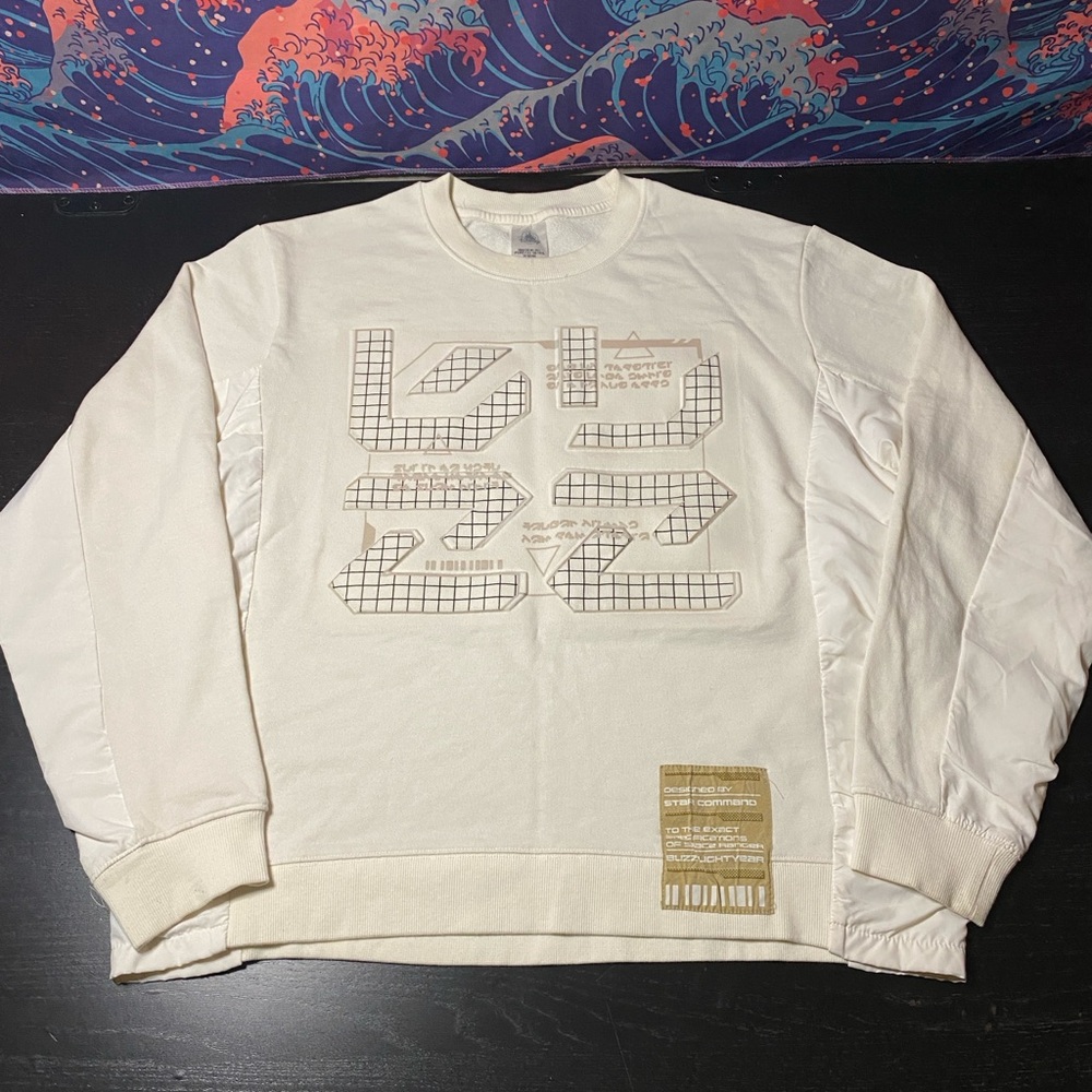 Disney Cream Sweatshirt with Tan Military Patch Buzz Lightyear